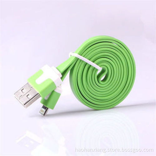 2014 Hot Selling with Ten Colour Flat Female USB to RCA Data Cable for iPhone 5/5S/5C